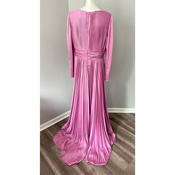 MAC DUGGAL PLEATED LONG SLEEVE V-NECK GOWN US 10 $458 - Picture 9 of 10